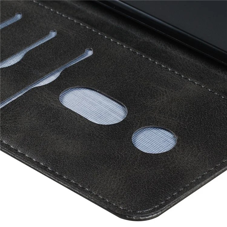 Zipper Pocket Leather Wallet Case for Samsung Galaxy A40 - Black