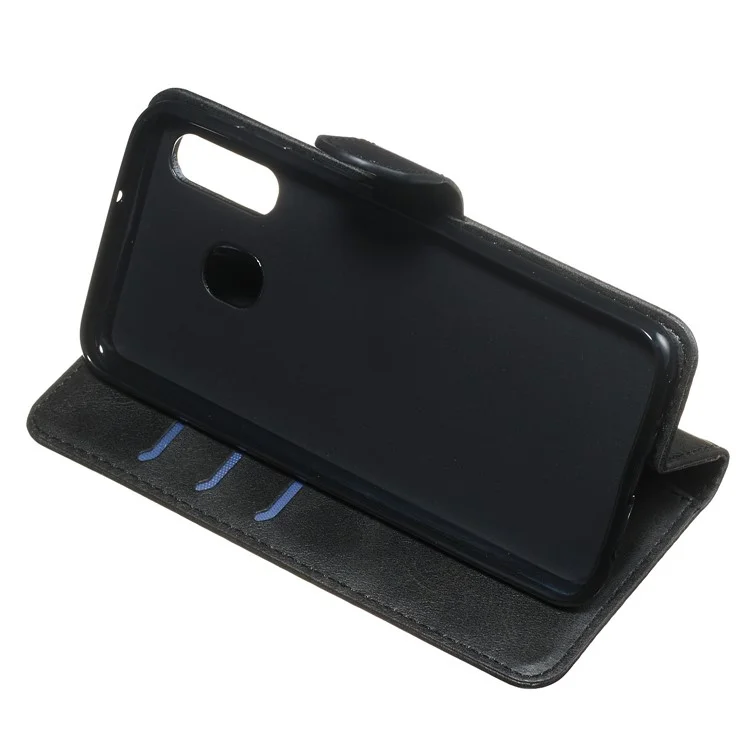 Case de Billetera de Cuero de Bolsillo Con Cremallera Para Samsung Galaxy A40 - Negro