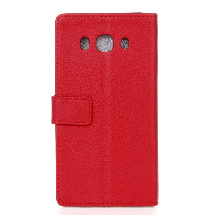Litchi Texture Leather Wallet Stand Shell for Samsung Galaxy J5 (2016) - Red