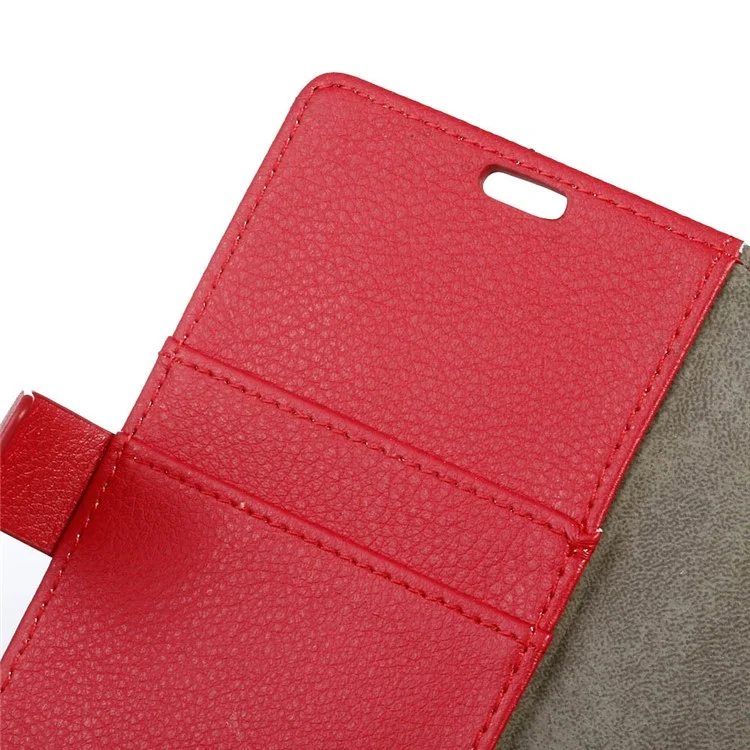 Litchi Texture Leather Wallet Stand Shell for Samsung Galaxy J5 (2016) - Red