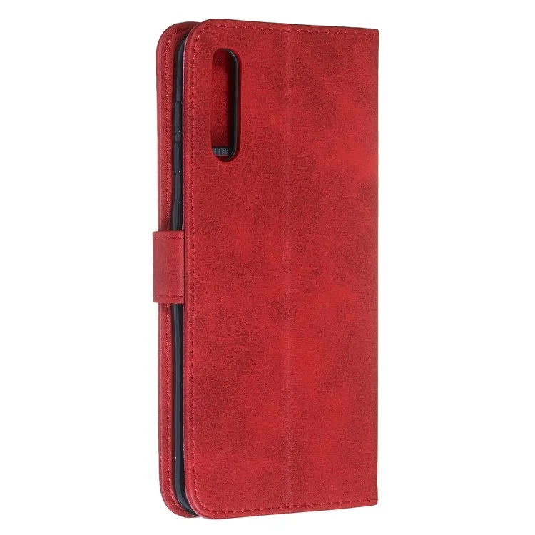Carteira de Bolso com Zíper, Suporte e Capa de Couro para Samsung Galaxy A50/A50s/A30s - Vermelho
