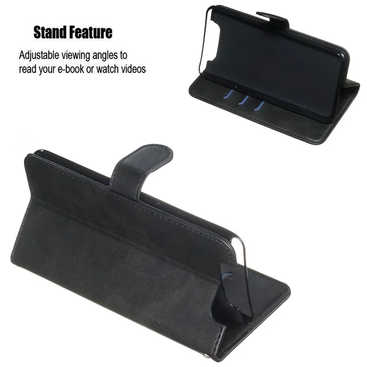 Portafoglio con Cerniera, Supporto Pieghevole in Pelle per Samsung Galaxy A80/A90 - Nero