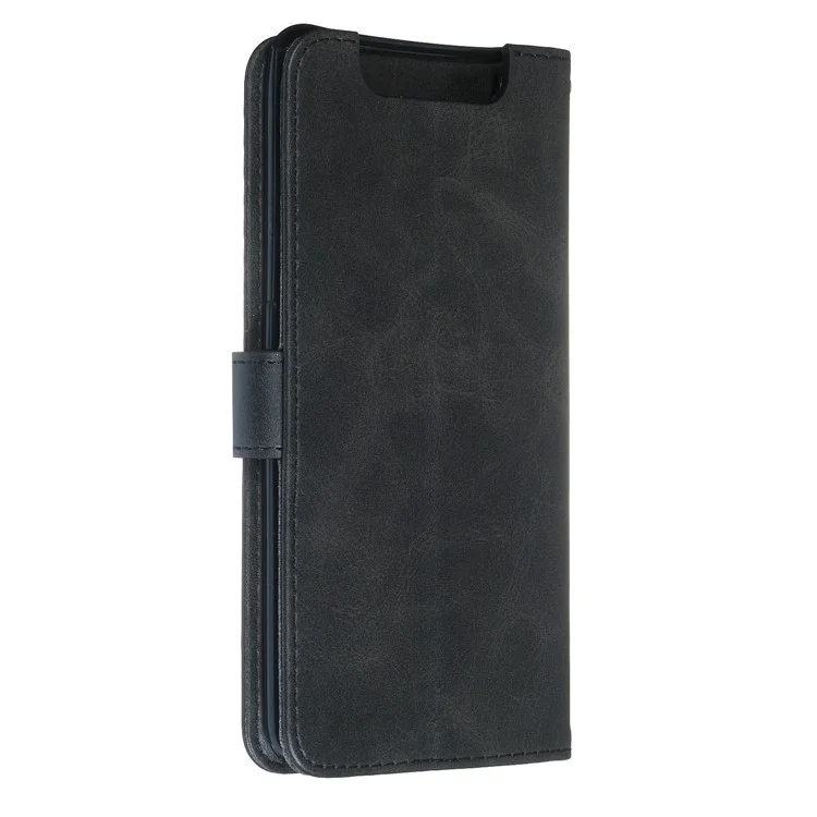 Portafoglio con Cerniera, Supporto Pieghevole in Pelle per Samsung Galaxy A80/A90 - Nero