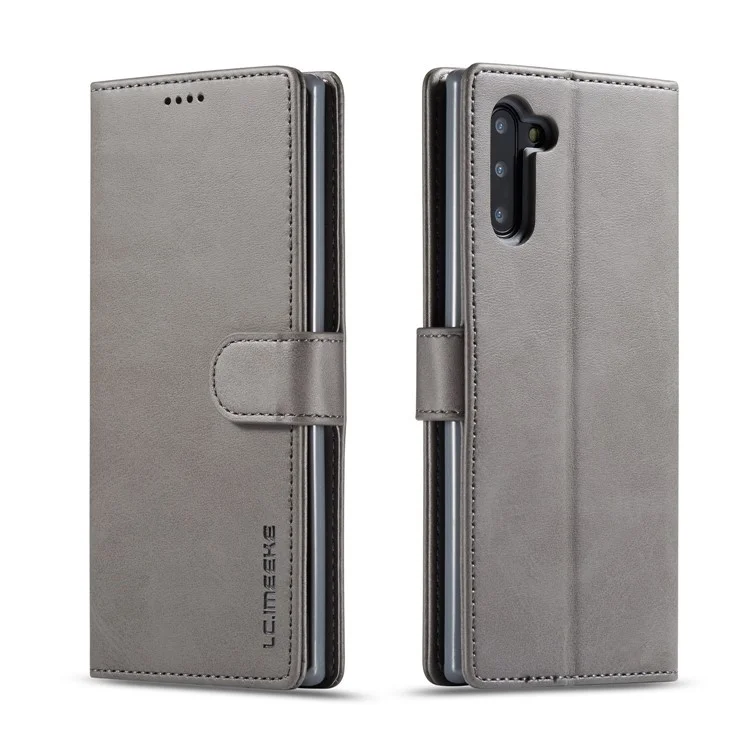 LC.imeeke Leather Stand Wallet Stand Phone Case Cover for Samsung Galaxy Note 10/Note 10 5G - Grey