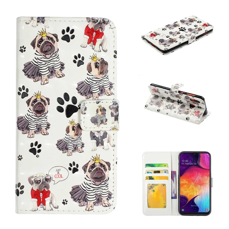 For Samsung Galaxy A20e 3D Printing Leather Cell Shell - Dogs