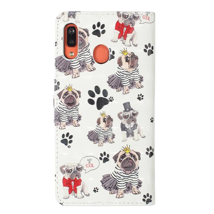 For Samsung Galaxy A20e 3D Printing Leather Cell Shell - Dogs