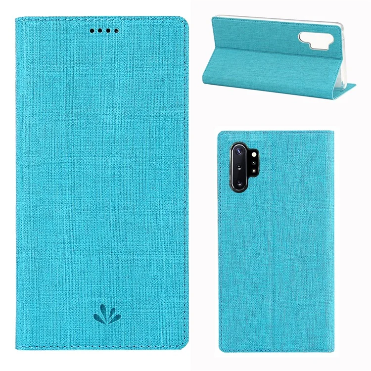 VILI DMX Cross Texture Stand Leather Card Holder Case for Samsung Galaxy Note 10 Plus / Note 10 Plus 5G - Blue