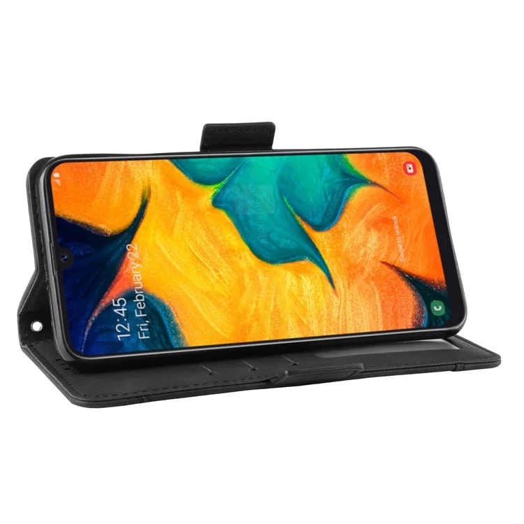 Étui en cuir pour portefeuille avec fentes pour cartes multiples pour Samsung Galaxy A20e - Noir
