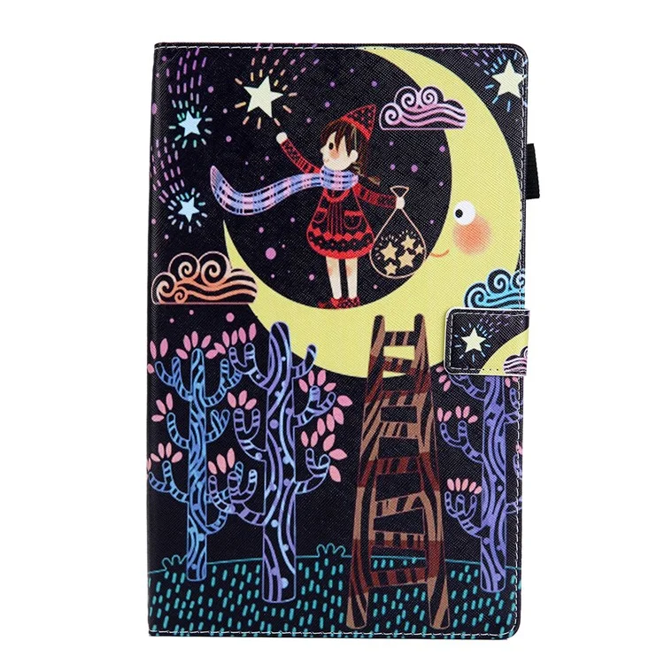 Tarjeta de Impresión de Patrones Slot Flip Leather Shell Para Samsung Galaxy Tab A 8.0 Wi-Fi (2019) SM-T290/T295 - Star Picking Child