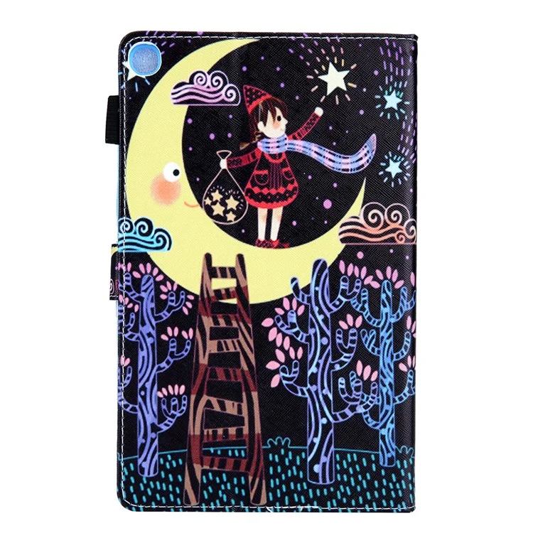 Tarjeta de Impresión de Patrones Slot Flip Leather Shell Para Samsung Galaxy Tab A 8.0 Wi-Fi (2019) SM-T290/T295 - Star Picking Child