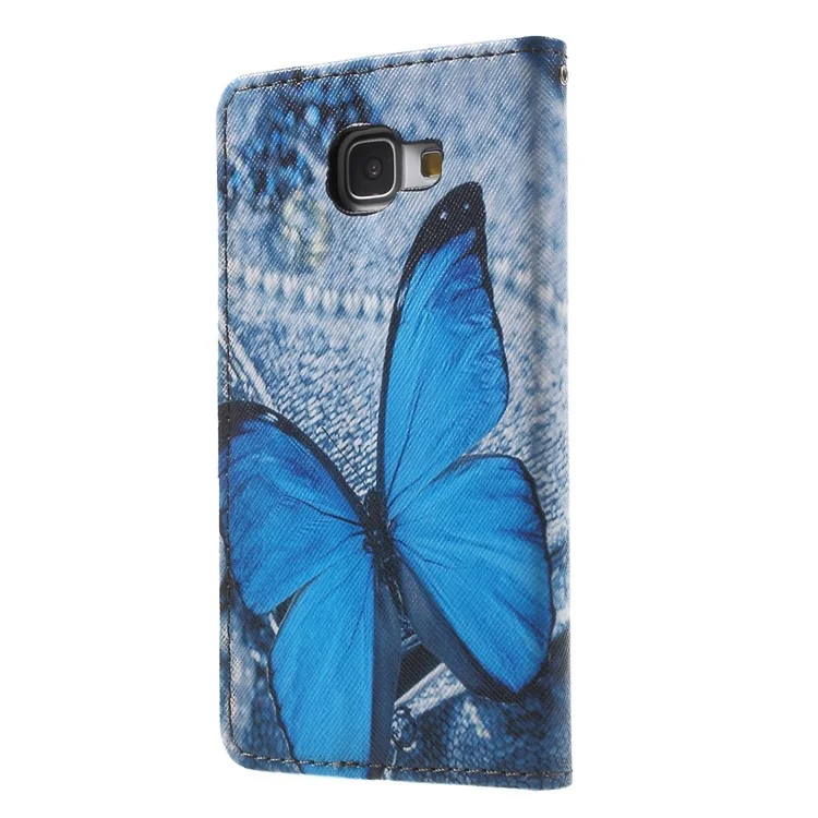 Callfree Leather Wallet Stand Case for Samsung Galaxy A5 SM-A510F (2016) - Blue Butterfly