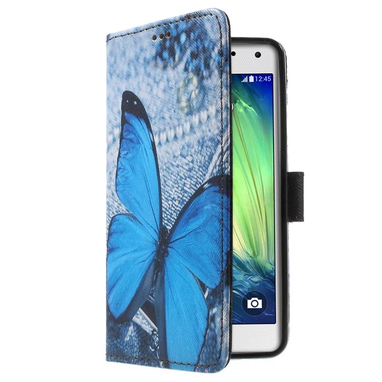 Callfree Leather Wallet Stand Case for Samsung Galaxy A5 SM-A510F (2016) - Blue Butterfly