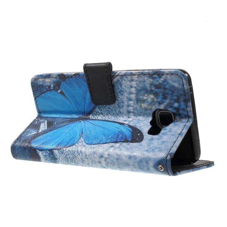 Callfree Leather Wallet Stand Case for Samsung Galaxy A5 SM-A510F (2016) - Blue Butterfly