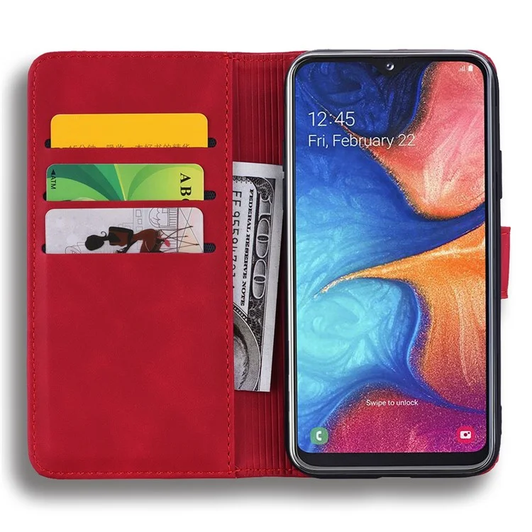 Imprint Mandala Flower Stand Wallet Leather Case Shell Cover for Samsung Galaxy A50/A50s/A30s - Red