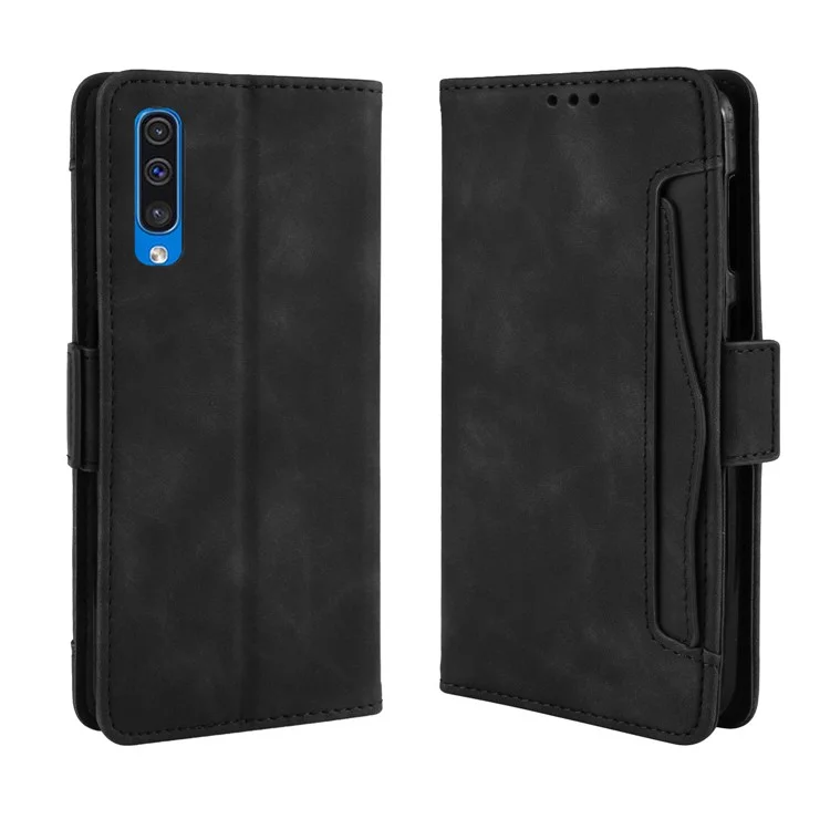 For Samsung Galaxy A50/A50s/A30s Leather Wallet Cell Phone Cover Case with Stand - Black