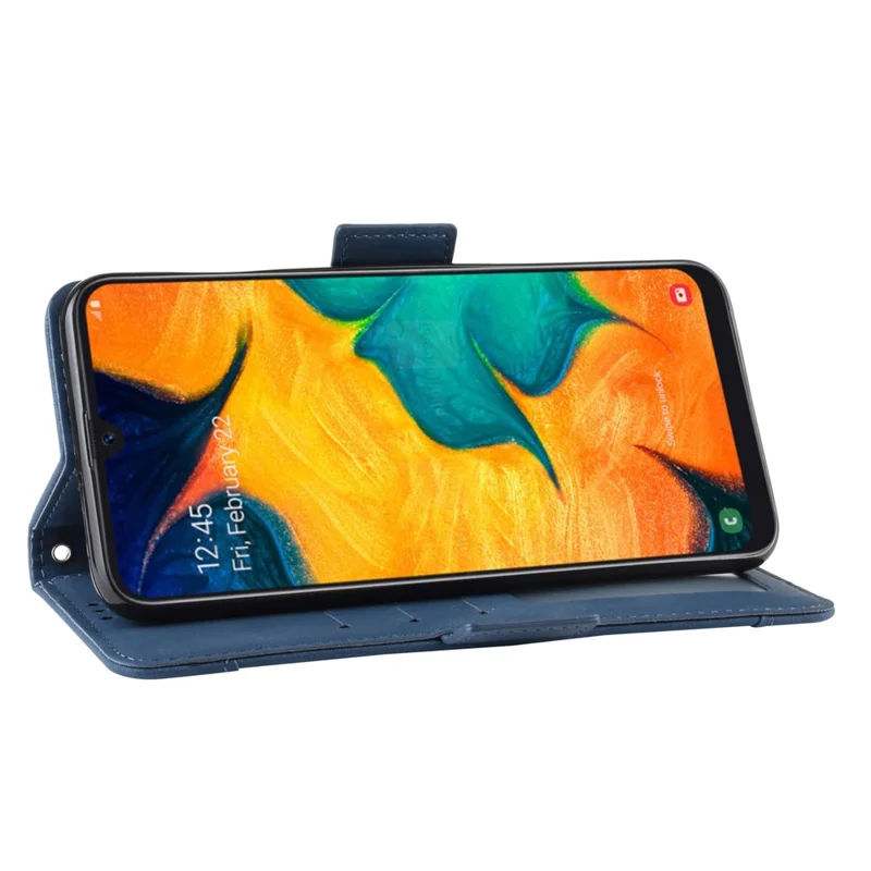 Leather Mobile Phone Cover Case with Multiple Card Slots for Samsung Galaxy A40 - Blue