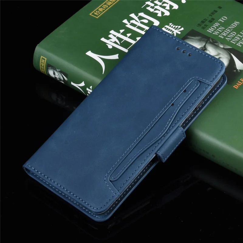 Leather Mobile Phone Cover Case with Multiple Card Slots for Samsung Galaxy A40 - Blue