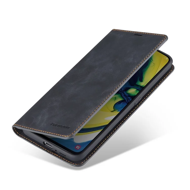 FORWENW Fantasy Series for Samsung Galaxy A80/A90 Silky Touch Leather Wallet Case Cover - Black