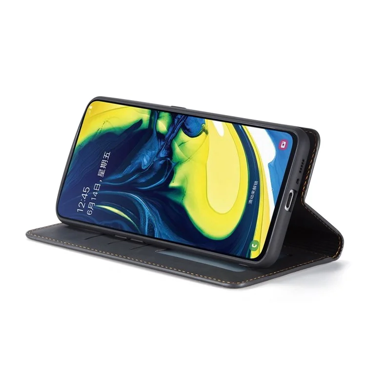 Forwenw Fantasy-Serie Für Samsung Galaxy A80 / A90 Seidige Touch-Leder-Geldbörsenhülle - Schwarz