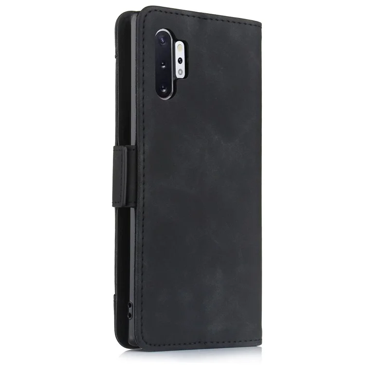 Leather Wallet Stand Phone Cover with Multiple Card Slots for Samsung Galaxy Note 10 Plus 5G/10 Plus - Black
