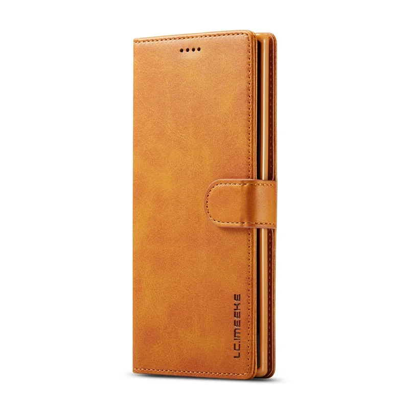 LC.IMEEKE PU Leather Protective Flip Wallet Casing for Samsung Galaxy Note 10 Plus/Note 10 Plus 5G - Brown