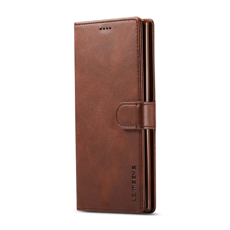 LC.IMEEKE PU Leather Protective Flip Wallet Casing for Samsung Galaxy Note 10 Plus/Note 10 Plus 5G - Coffee