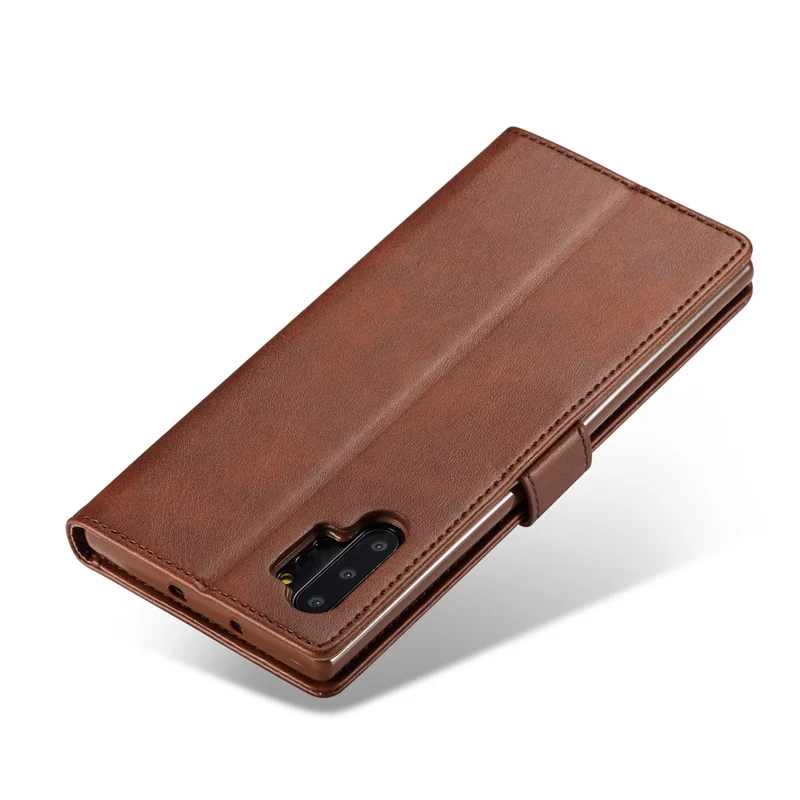 LC.IMEEKE PU Leather Protective Flip Wallet Casing for Samsung Galaxy Note 10 Plus/Note 10 Plus 5G - Coffee