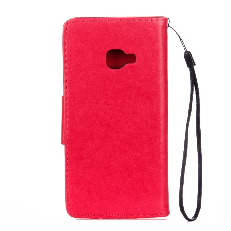 Impressum Schmetterling Blume PU Leder Brieftasche Hülle Für Samsung Galaxy Xcover 4s - Rot