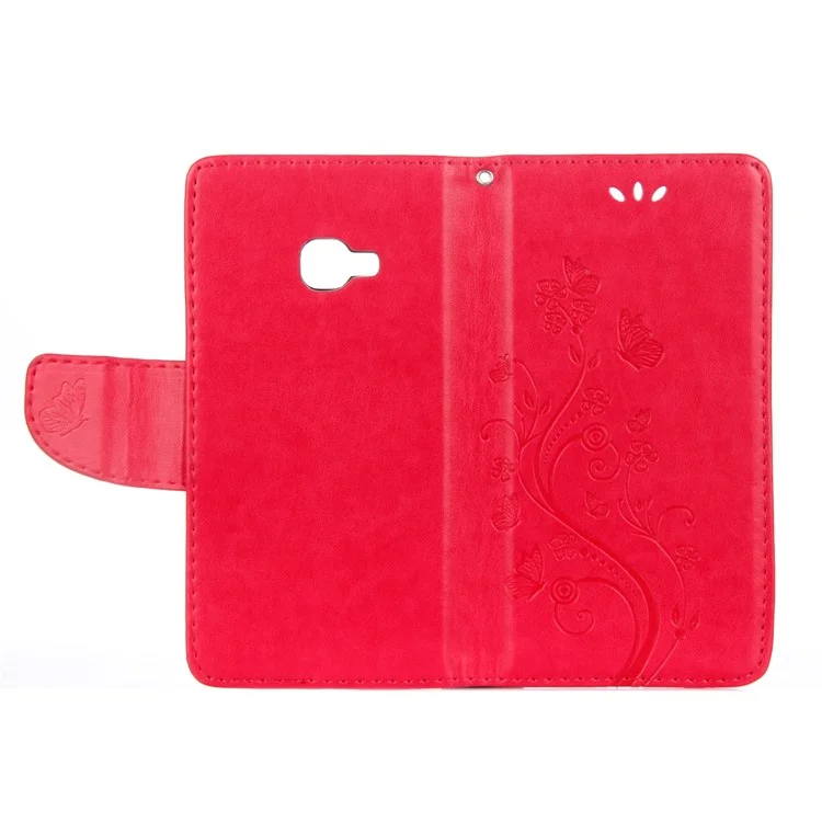 Impressum Schmetterling Blume PU Leder Brieftasche Hülle Für Samsung Galaxy Xcover 4s - Rot