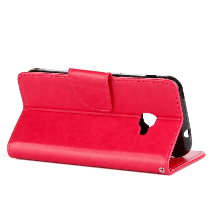 Impressum Schmetterling Blume PU Leder Brieftasche Hülle Für Samsung Galaxy Xcover 4s - Rot