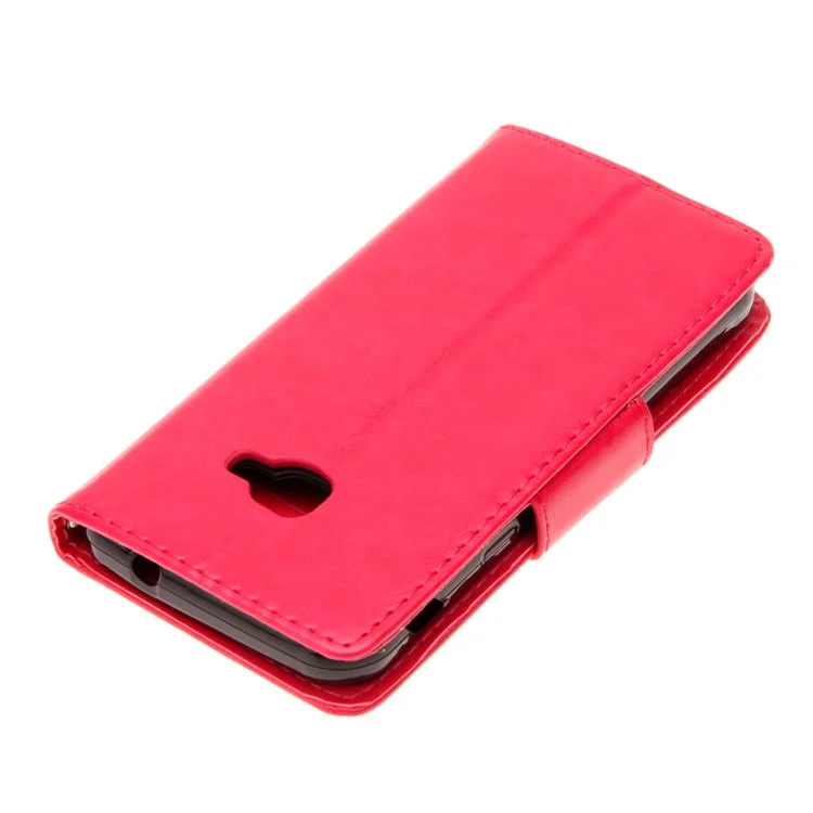 Impressum Schmetterling Blume PU Leder Brieftasche Hülle Für Samsung Galaxy Xcover 4s - Rot
