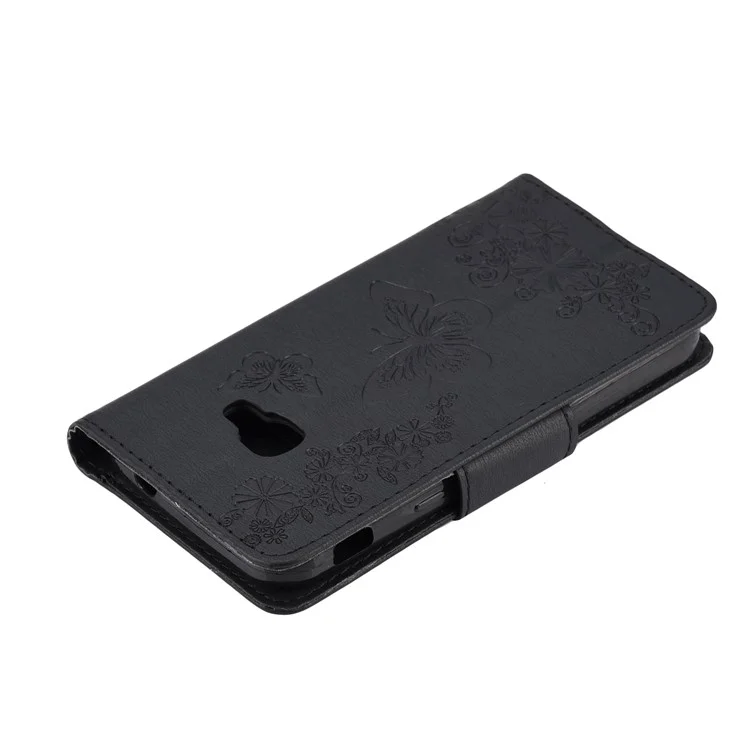 Empreinte Flower Butterfly le Cuir Portefeuille Portefeuille Pour Samsung Galaxy Xcover 4s - le Noir