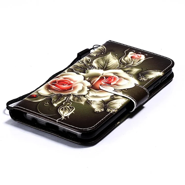 Modèle D'impression PU en Cuir Flip Stand de Téléphone Couverture de Téléphone Pour Samsung Galaxy A20e / A10e - Fleur