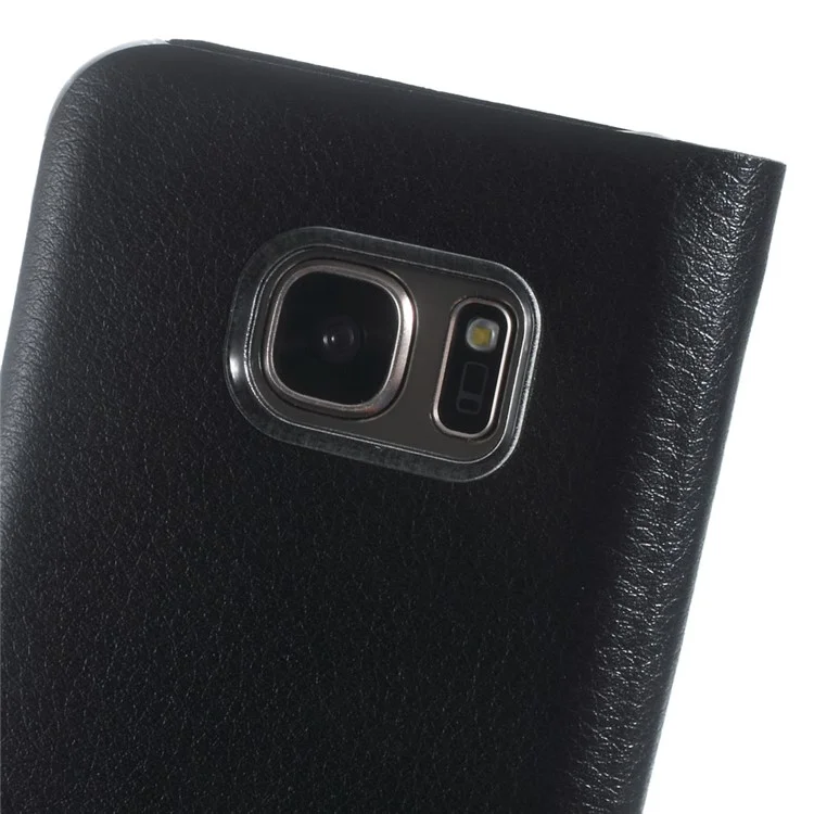Litchi Grain Window View Leather Case for Samsung Galaxy S7 G930 - Black
