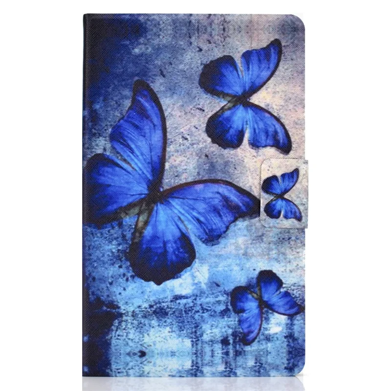 Pattern Printing Leather Stand Case for Samsung Galaxy Tab A 8.0 (2019) SM-T290 SM-T295 - Blue Butterfly