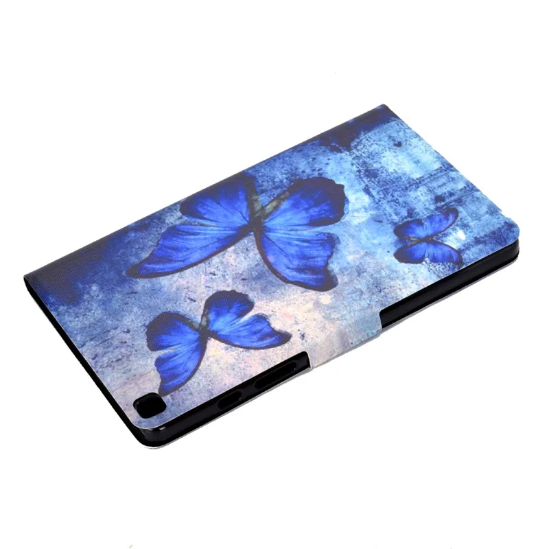 Pattern Printing Leather Stand Case for Samsung Galaxy Tab A 8.0 (2019) SM-T290 SM-T295 - Blue Butterfly