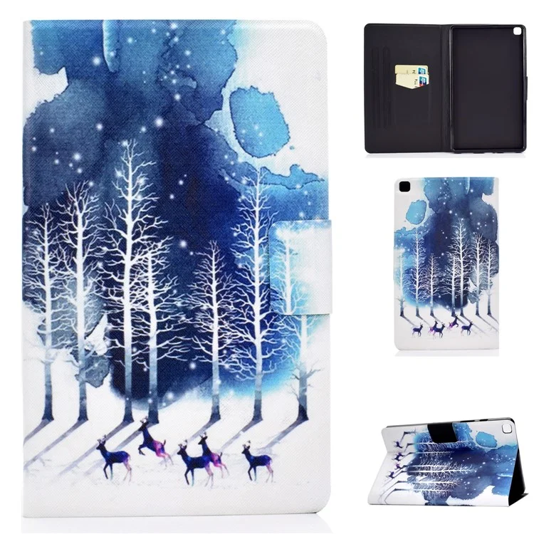 Pattern Printing Leather Stand Case for Samsung Galaxy Tab A 8.0 (2019) SM-T290 SM-T295 - Tree and Elk