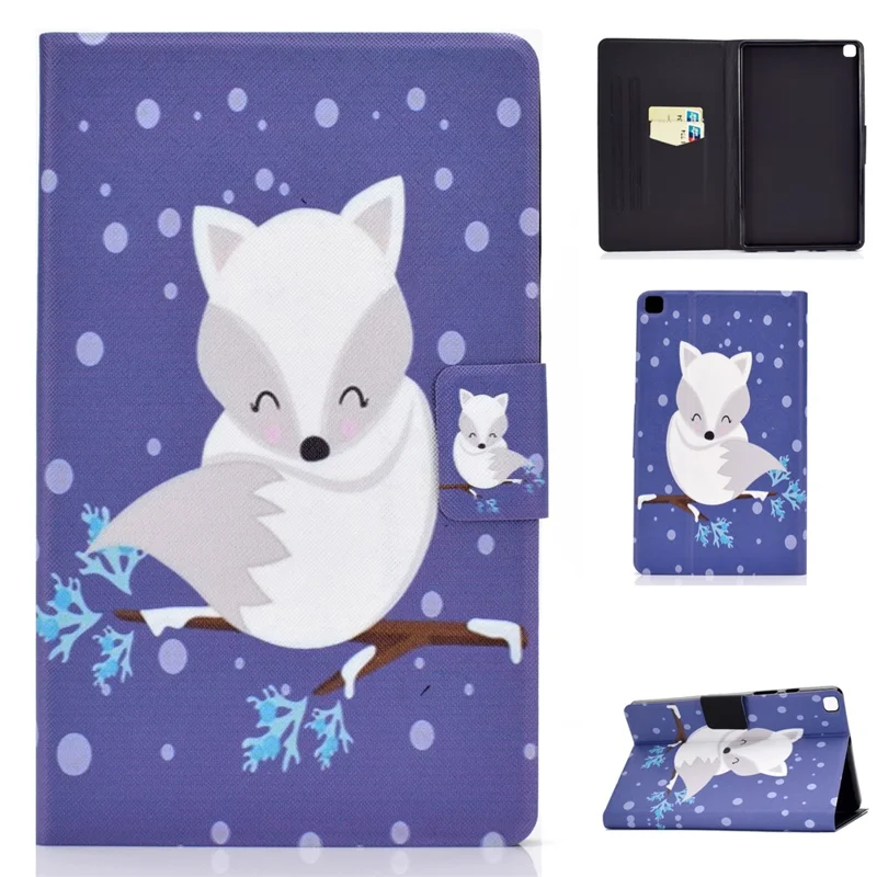 Pattern Printing Leather Stand Case for Samsung Galaxy Tab A 8.0 (2019) SM-T290 SM-T295 - White Fox