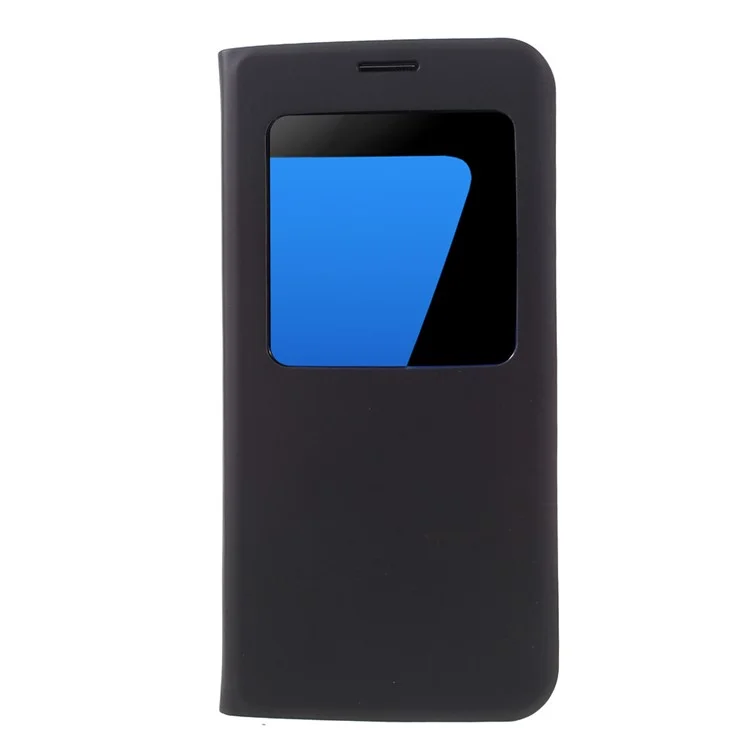 Window View Leather Cover Case for Samsung Galaxy S7 Edge G935 - Black