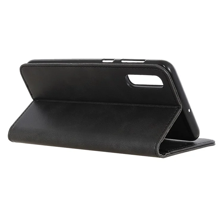 Auto-absorvido Carteira De Suporte De Couro Split Proteção Por Telefone Para Samsung Galaxy A50 / A50S / A30s - Preto