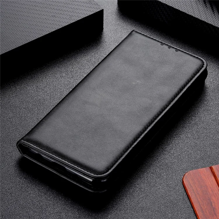 Auto-absorbed Stand Wallet Split Leather Phone Protection Case for Samsung Galaxy A50/A50s/A30s - Black