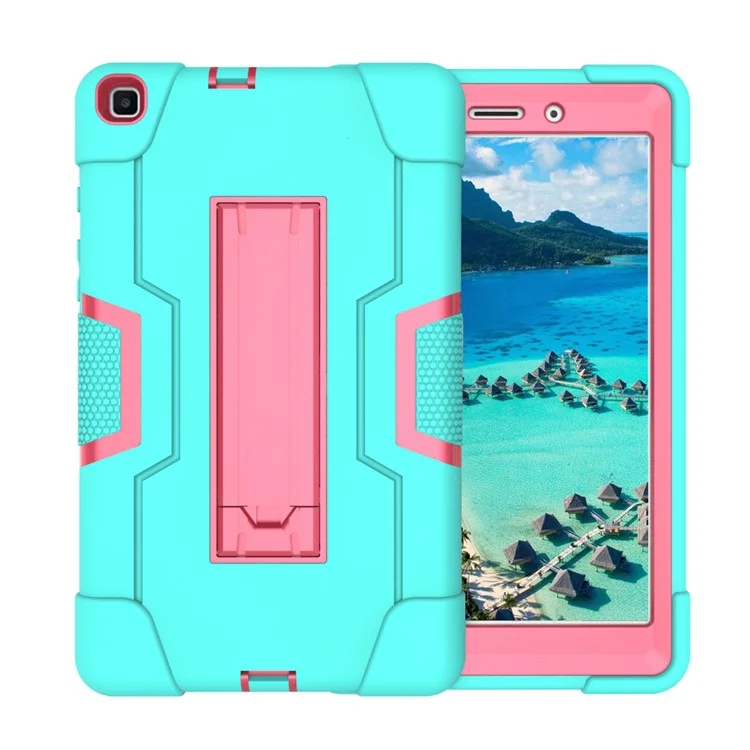 Shockproof Anti-scratch Durable Tablet Cover with Kickstand for Samsung Galaxy Tab A 8.0 (2019) T290 T295 - Cyan / Rose