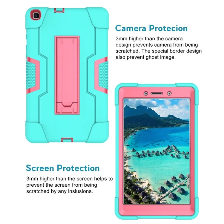 Shockproof Anti-scratch Durable Tablet Cover with Kickstand for Samsung Galaxy Tab A 8.0 (2019) T290 T295 - Cyan / Rose