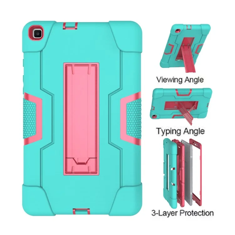 Shockproof Anti-scratch Durable Tablet Cover with Kickstand for Samsung Galaxy Tab A 8.0 (2019) T290 T295 - Cyan / Rose