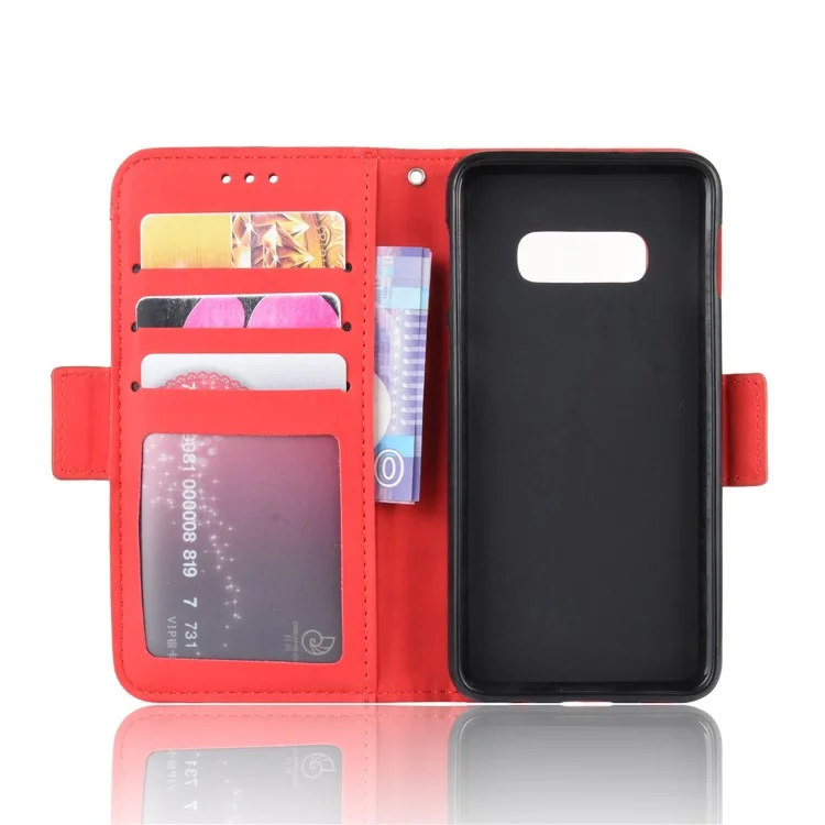 PU Leather Phone Case with Many Card Slots Covering Shell for Samsung Galaxy S10e - Red