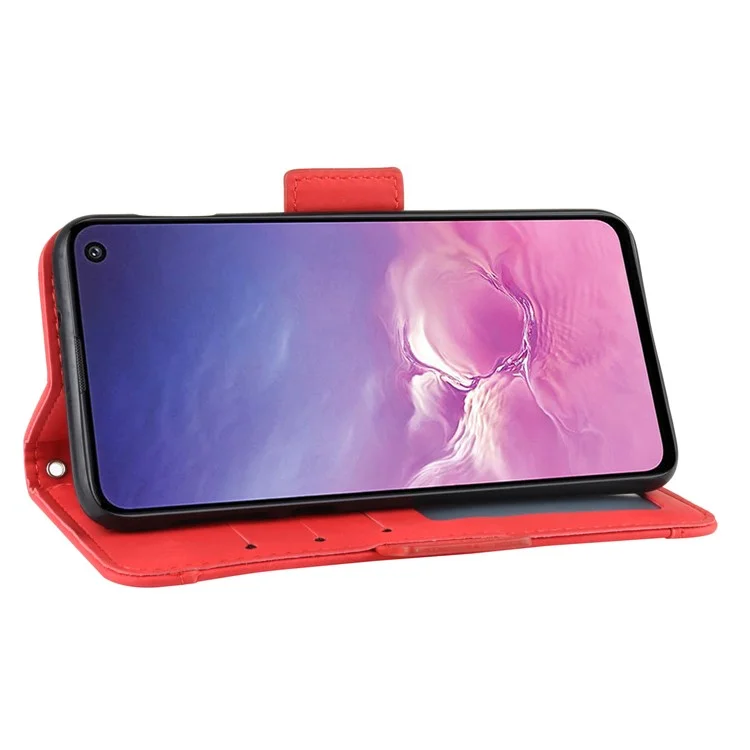 PU Leather Phone Case with Many Card Slots Covering Shell for Samsung Galaxy S10e - Red
