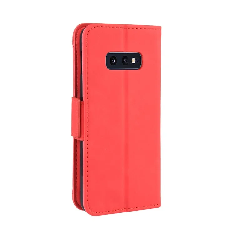 PU Leather Phone Case with Many Card Slots Covering Shell for Samsung Galaxy S10e - Red