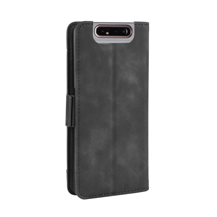 Para la Carcasa de la Billetera de Cuero Samsung Galaxy A80/A90 Con Múltiples Ranuras Para Tarjetas de Tarjeta - Negro