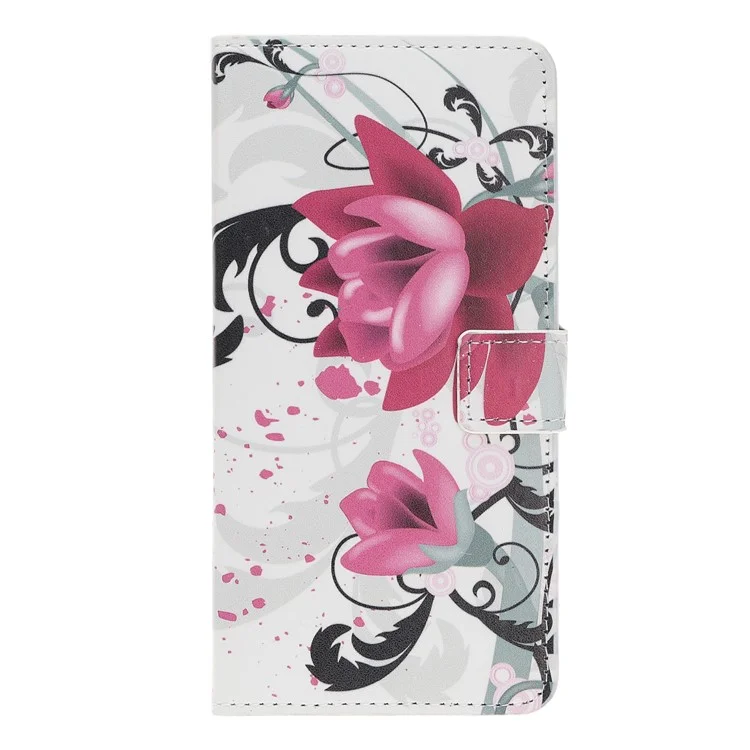 Estilo de Impresión PU Cubierta de Cuero Case de Teléfonos Para la Billetera Para Samsung Galaxy A50/a50s/a30s - Flores Moradas