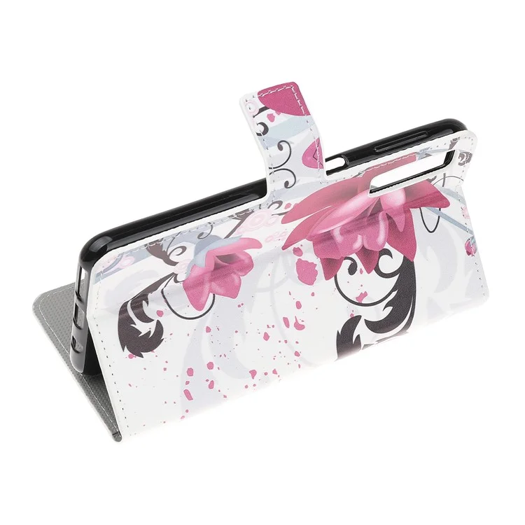 Estilo de Impresión PU Cubierta de Cuero Case de Teléfonos Para la Billetera Para Samsung Galaxy A50/a50s/a30s - Flores Moradas